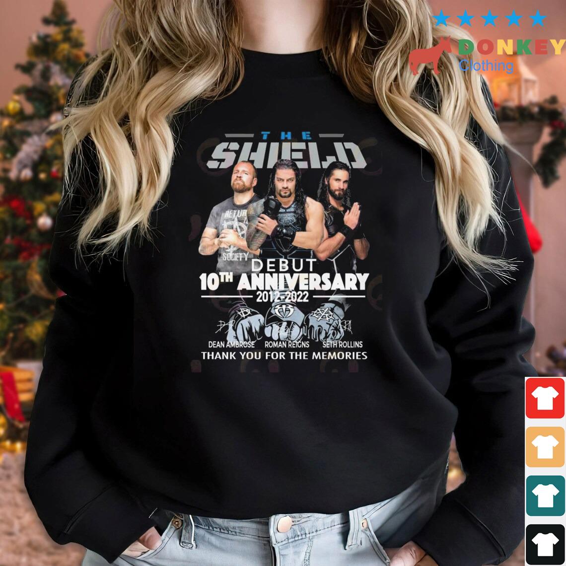 The Shield Debut 10th Anniversary 2012 – 2022 Thank You For The Memories Signatures Shirt