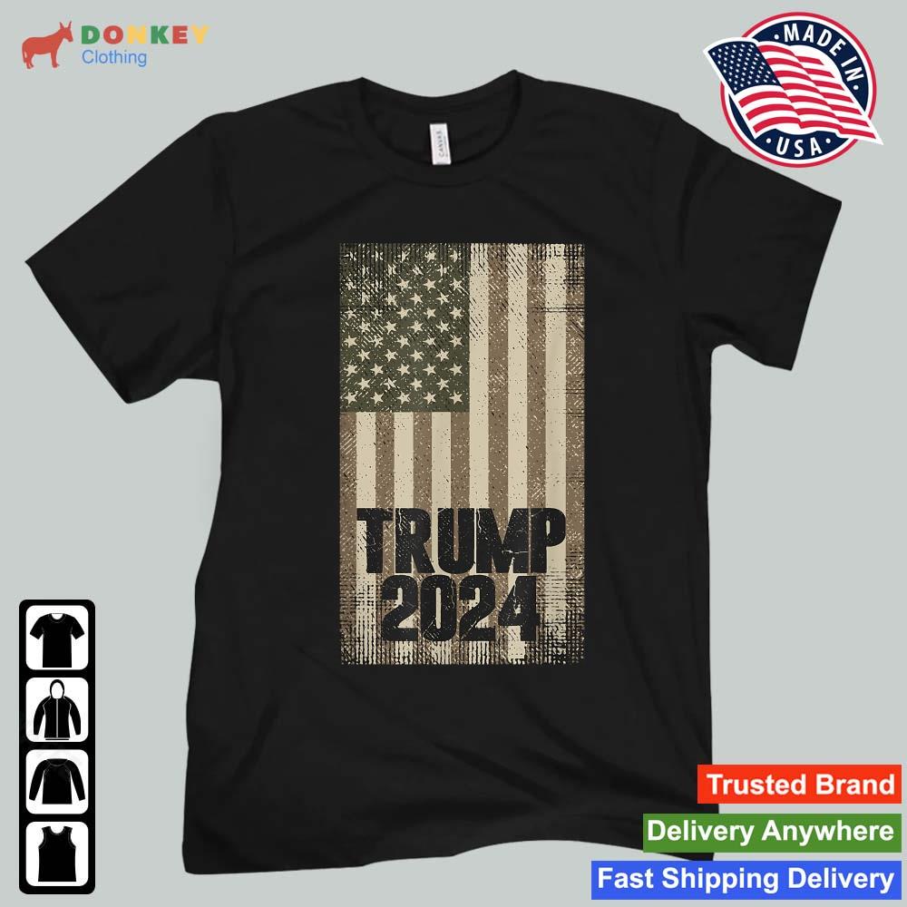 Vintage Trump 2024 American Flag T-Shirt
