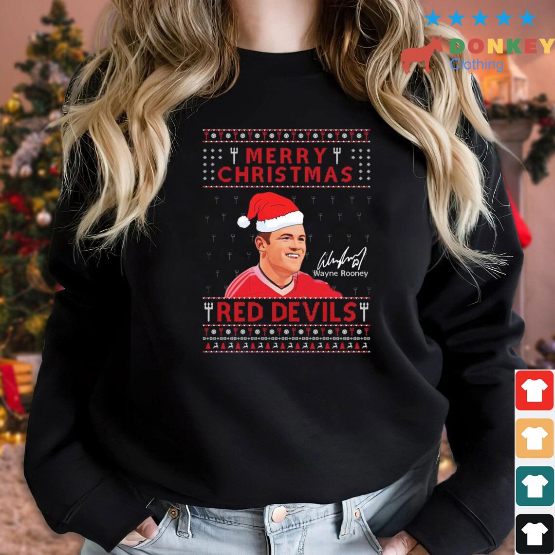 Wayne Rooney Manchester United Merry Christmas Red Devil Ugly Sweater
