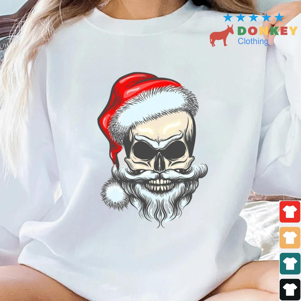 Bearded Vintage Skull Santa Claus Christmas Pajama Gift Sweater