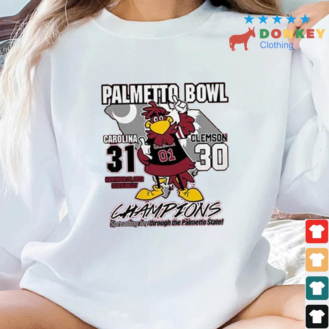 Carolina 31-30 Clemson Palmetto Bowl Champions 2022 Shirt