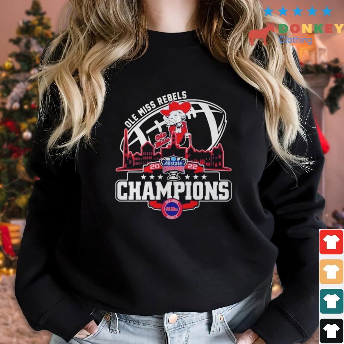 Champions Ole Miss Rebels Logo Allstate Sugar Bowl City 2022 Shirt