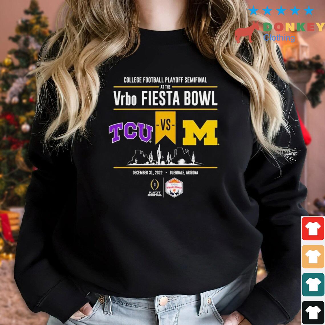 College Football Playoff Fiesta Bowl Head To Head 2022 Tcu Vs Michigan Shirt