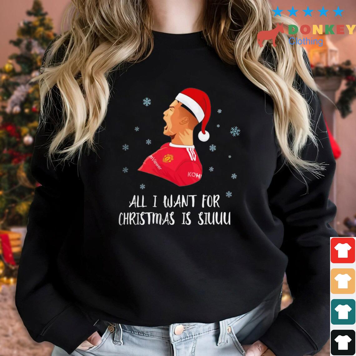 Cristiano Ronaldo Siu Christmas Jumper All I Want For Christmas Is Siuuu Meme Sweater