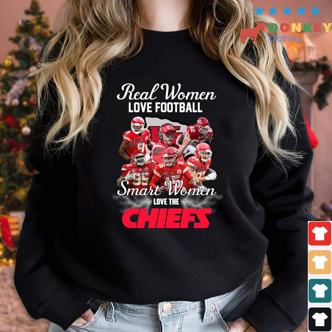 Hot Real Women Love Football Smart Women Love The Kansas City Chiefs Signatures 2022 Shirt