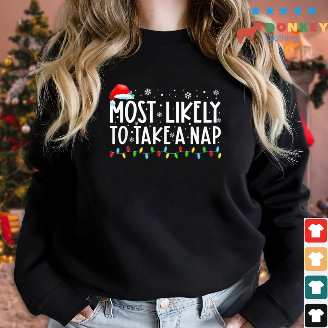 Most Likely To Take A Nap Christmas Lights Sweater