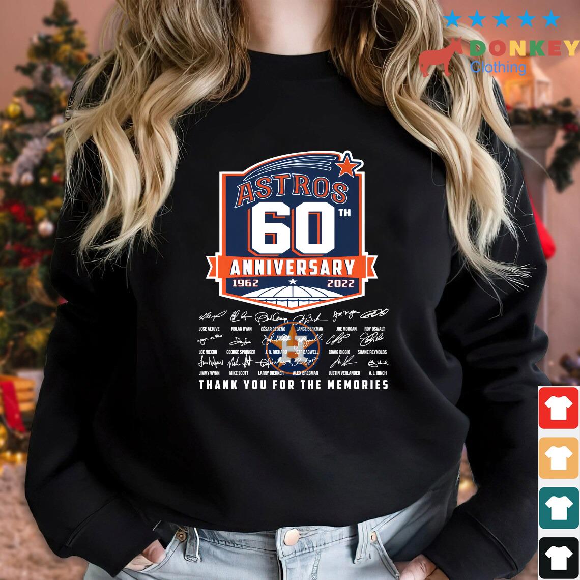 Official Houston Astros 60th anniversary 1962 2022 signatures thank you for the memories shirt