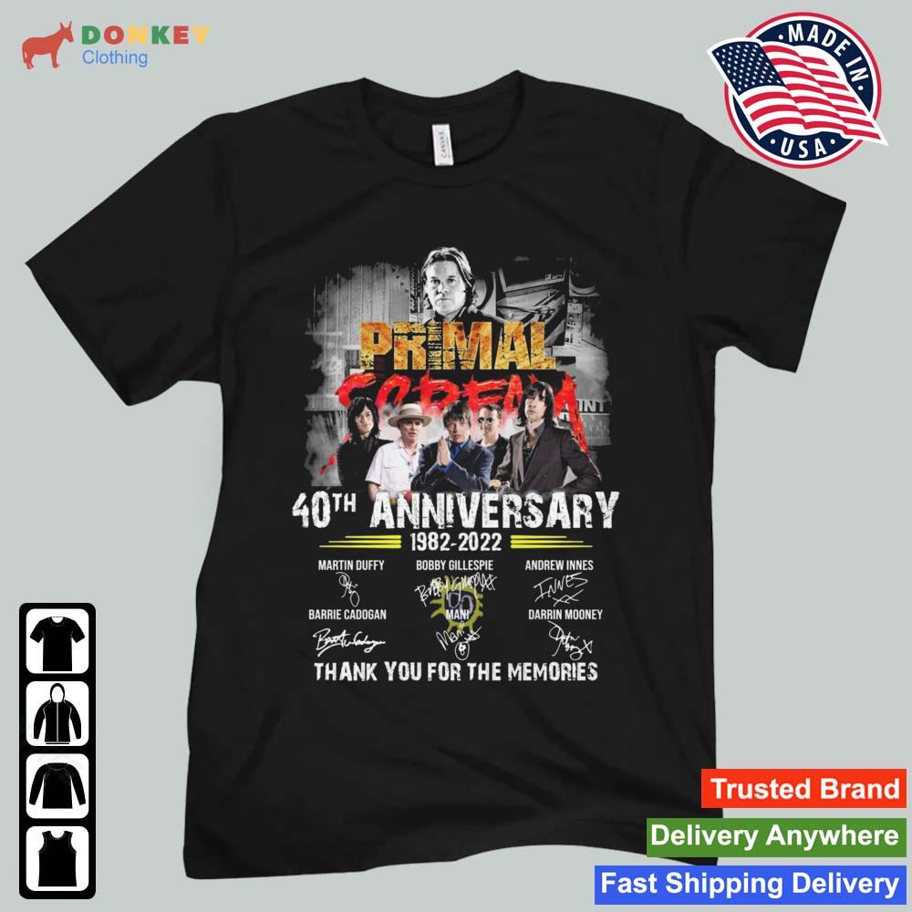 Primal Scream 40th Anniversary 1982 – 2022 Thank You For The Memories Signatures Shirt Unisex