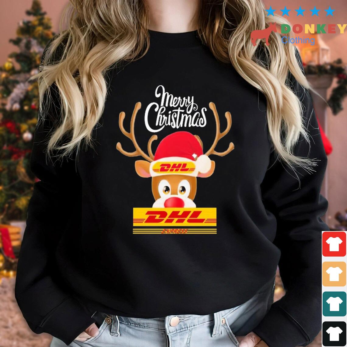Reindeer DHL Logo Merry Christmas Sweater