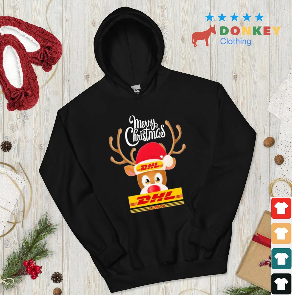 Reindeer DHL Logo Merry Christmas Sweater hoodie don den