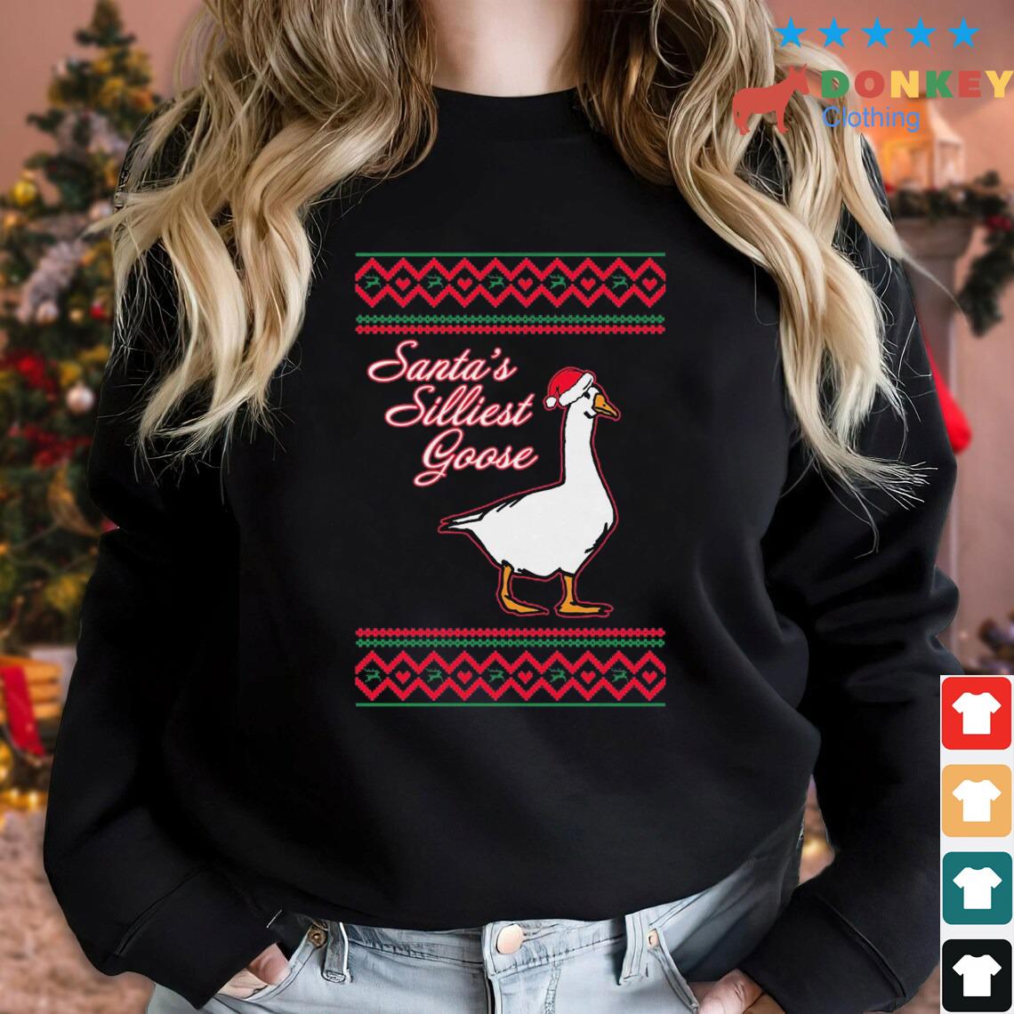 Santa's Silliest Goose Ugly Christmas Sweater