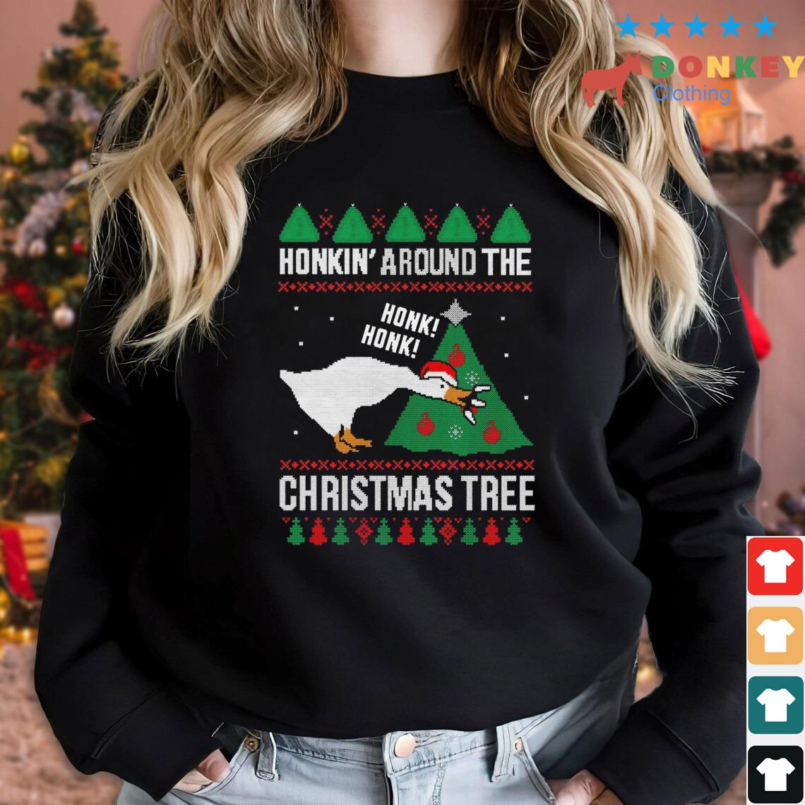 Silly Goose Honkin' Around The Christmas Tree Ugly Sweater