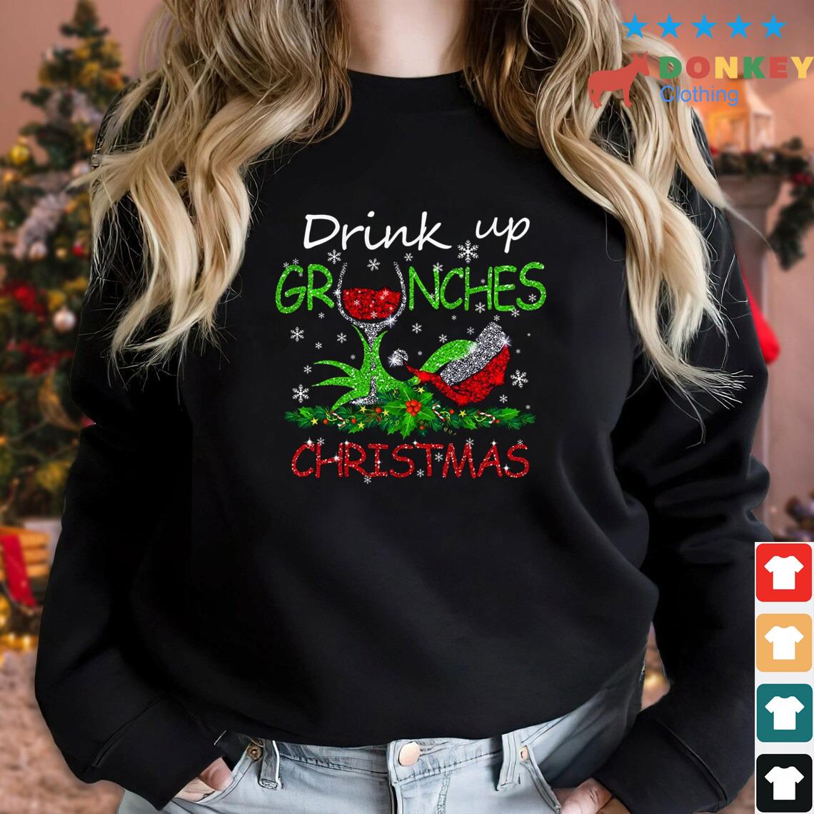 Sparkle Wine Grinch Hand Drink Up Grinches Christmas Sweater