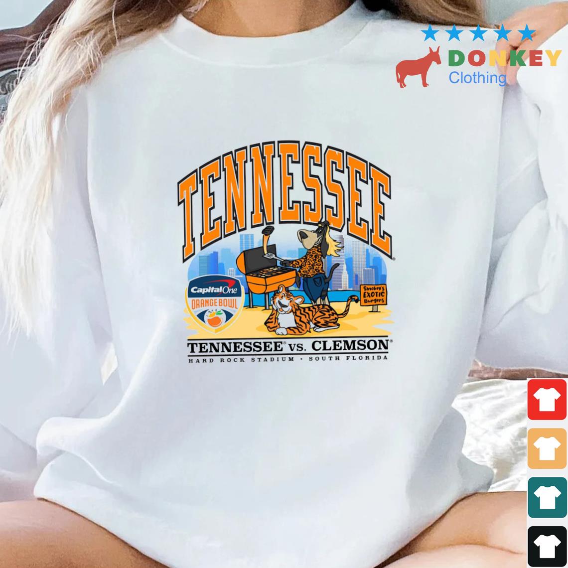 Tennessee Volunteers Vs Clemson Tigers Capital One Orange Bowl Smokey Hard Rock Stadium South Florida 2022 Shirt