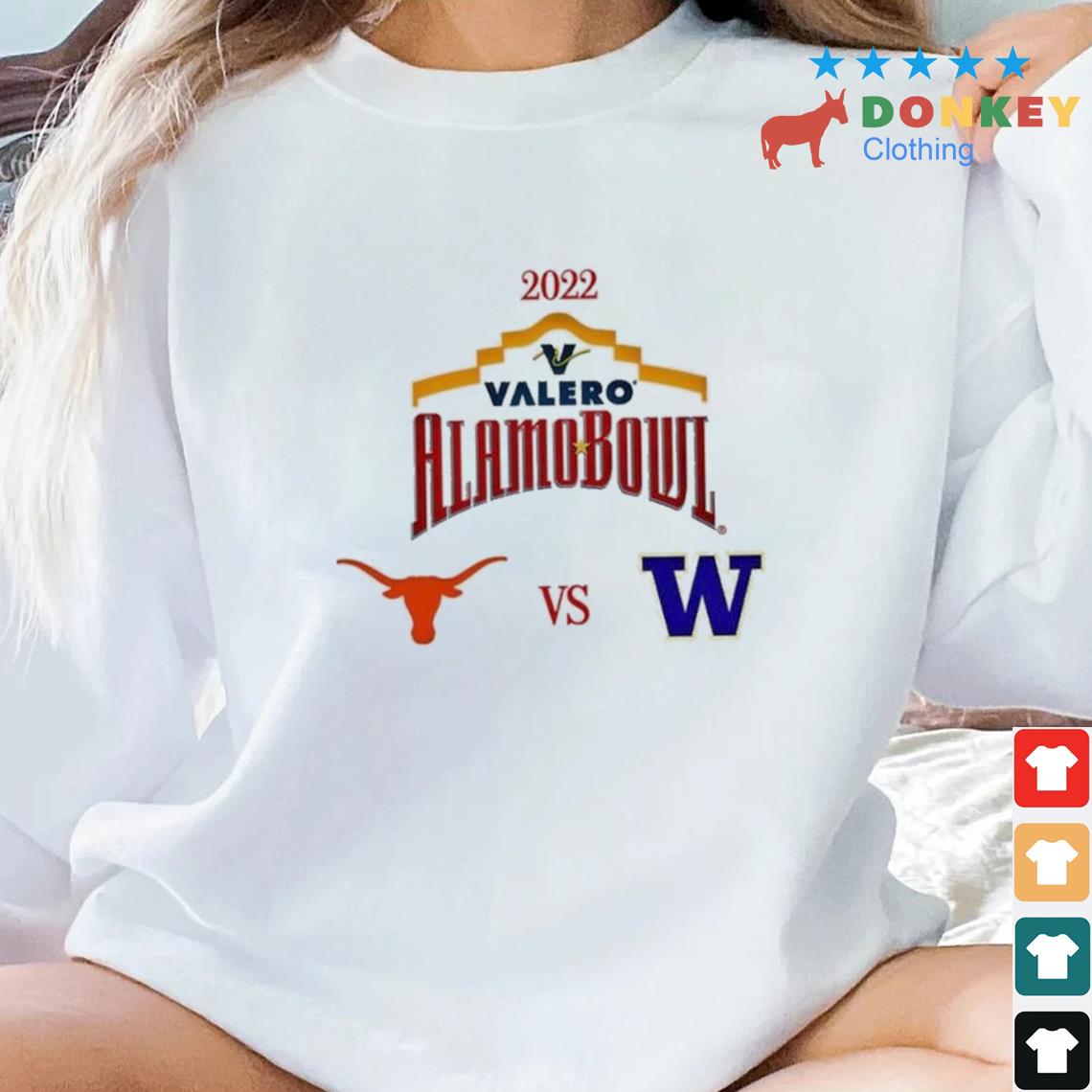Texas Longhorns Vs Washington Huskies 2022 Valero Alamo Bowl Shirt