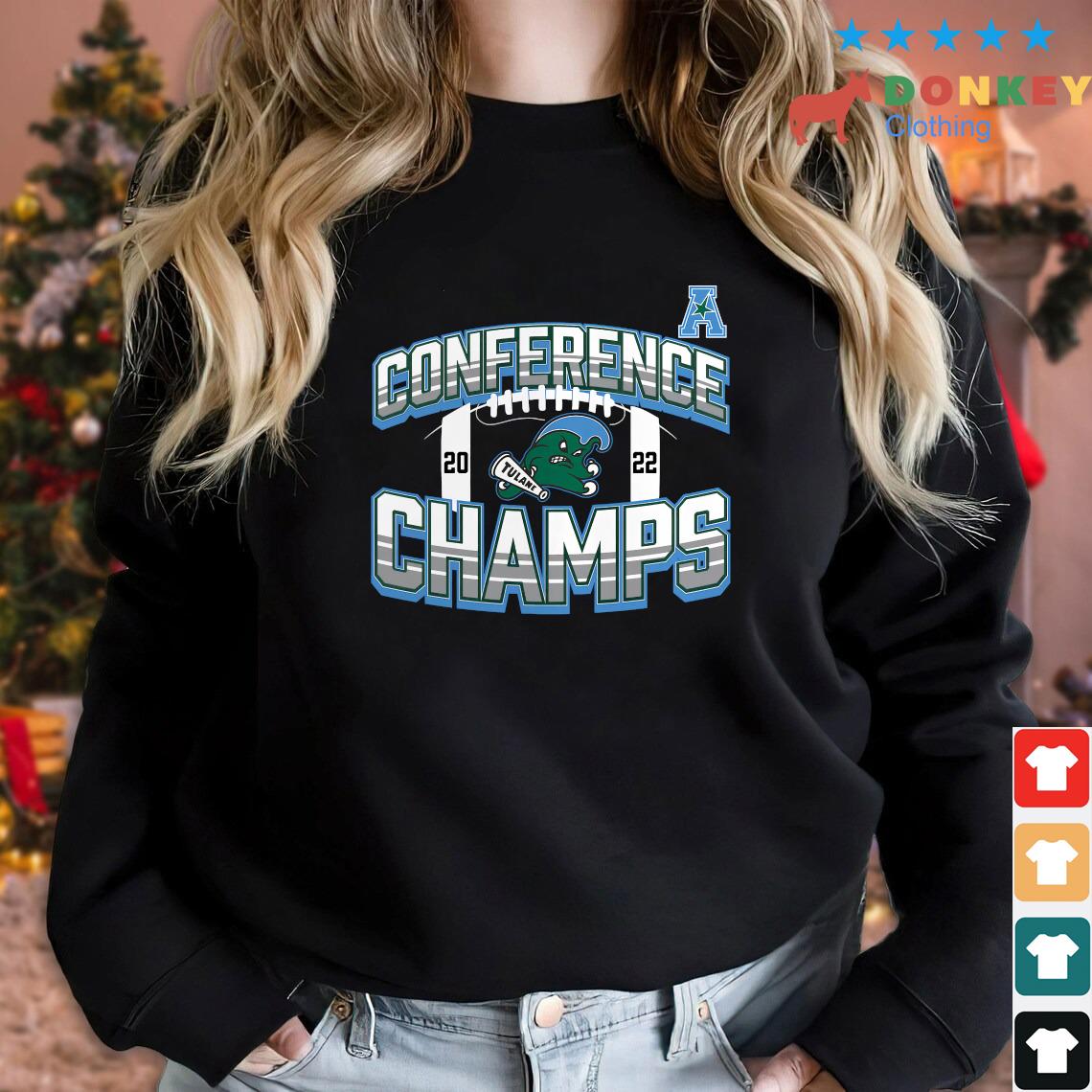 Tulane Green Wave 2022 Aac Football Conference Champions Icon Bold Men's Shirt