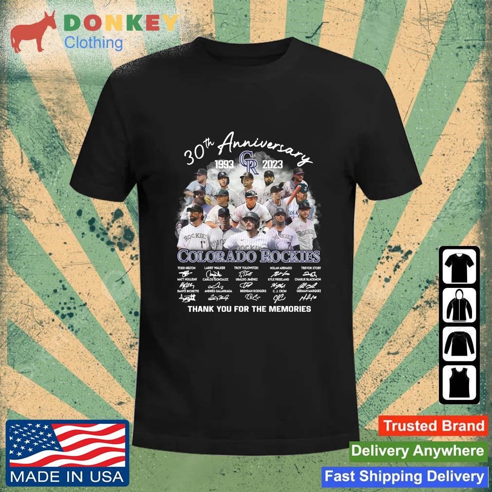 Official Colorado Rockies 30th Anniversary 1993-2023 Thank You For The Memories Signatures shirt