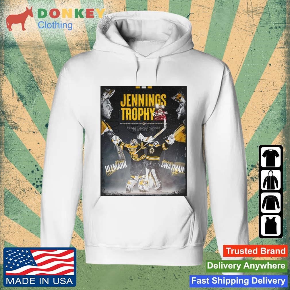 Jennings Trophy Champs Fewest Goals Against In The NHL Linus Ullmark And Jeremy Swayman Signatures Shirt Hoodie.jpg