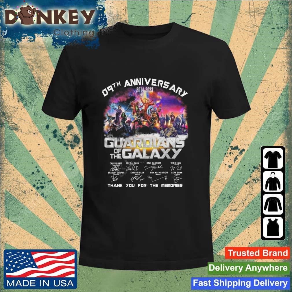 09th Anniversary 2014-2023 Guardians Of The Galaxy Signatures Thank You For The Memories Shirt