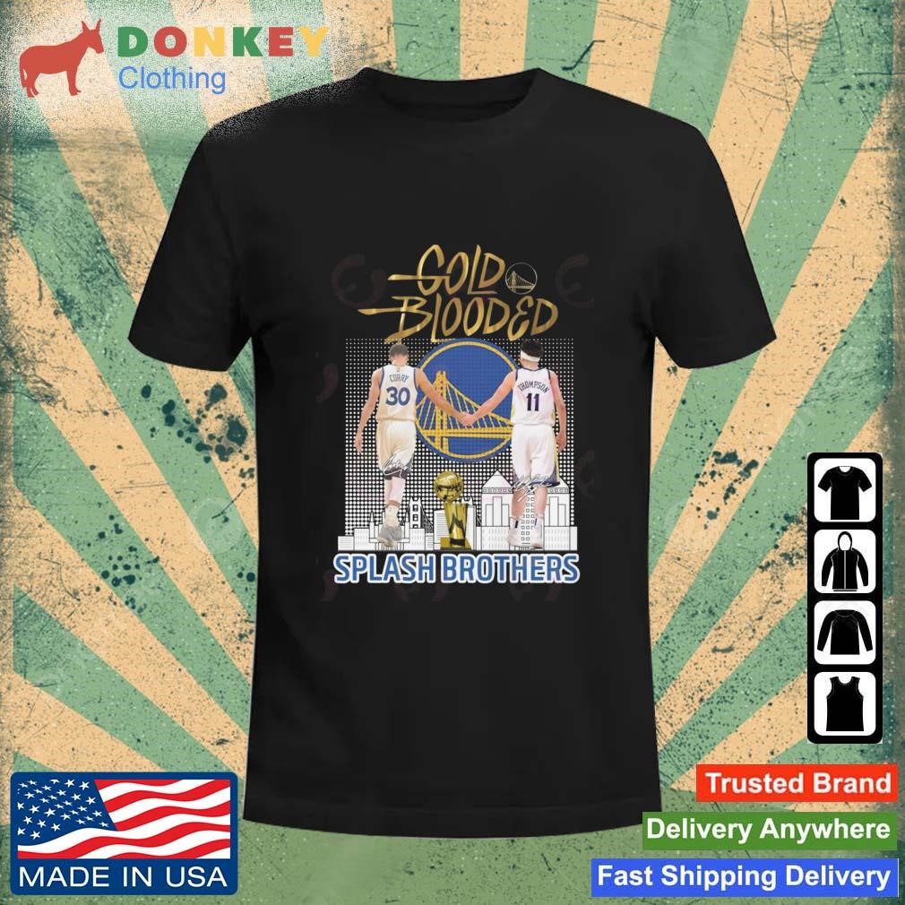 Gold Blooded Splash Brothers Curry And Thompson Golden State Warriors Signatures Shirt