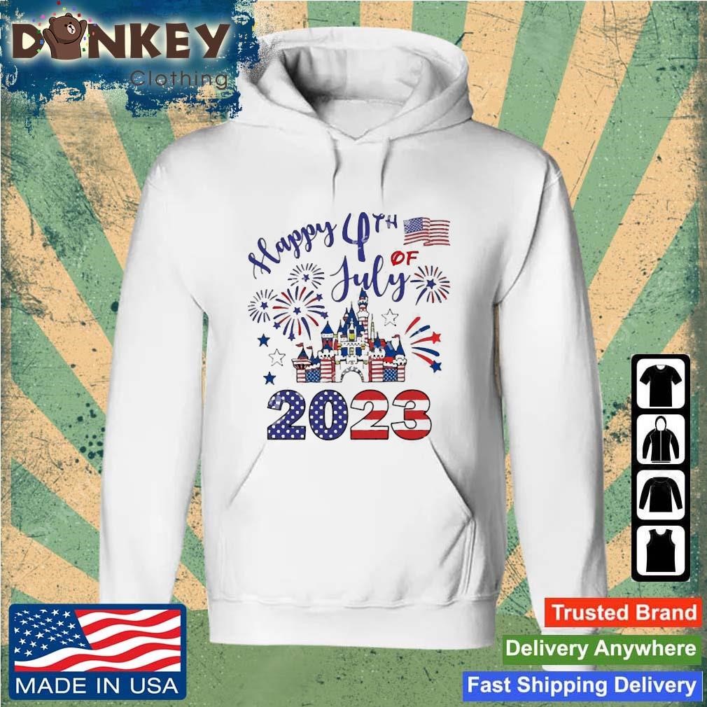 Happy 4th Of July 2023 American Flag Disney Castle Family Shirts Disney World Shirt Hoodie.jpg