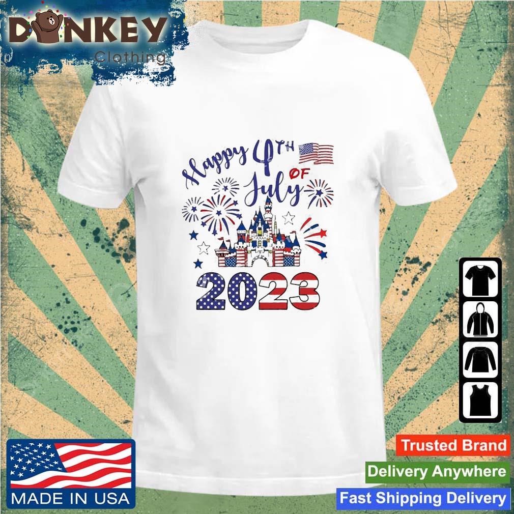 Happy 4th Of July 2023 American Flag Disney Castle Family Shirts Disney World Shirt