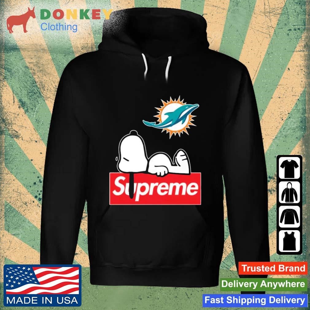Miami Dolphins Snoopy Taking A Rest On Top Of Supreme Shirt Hoodie.jpg