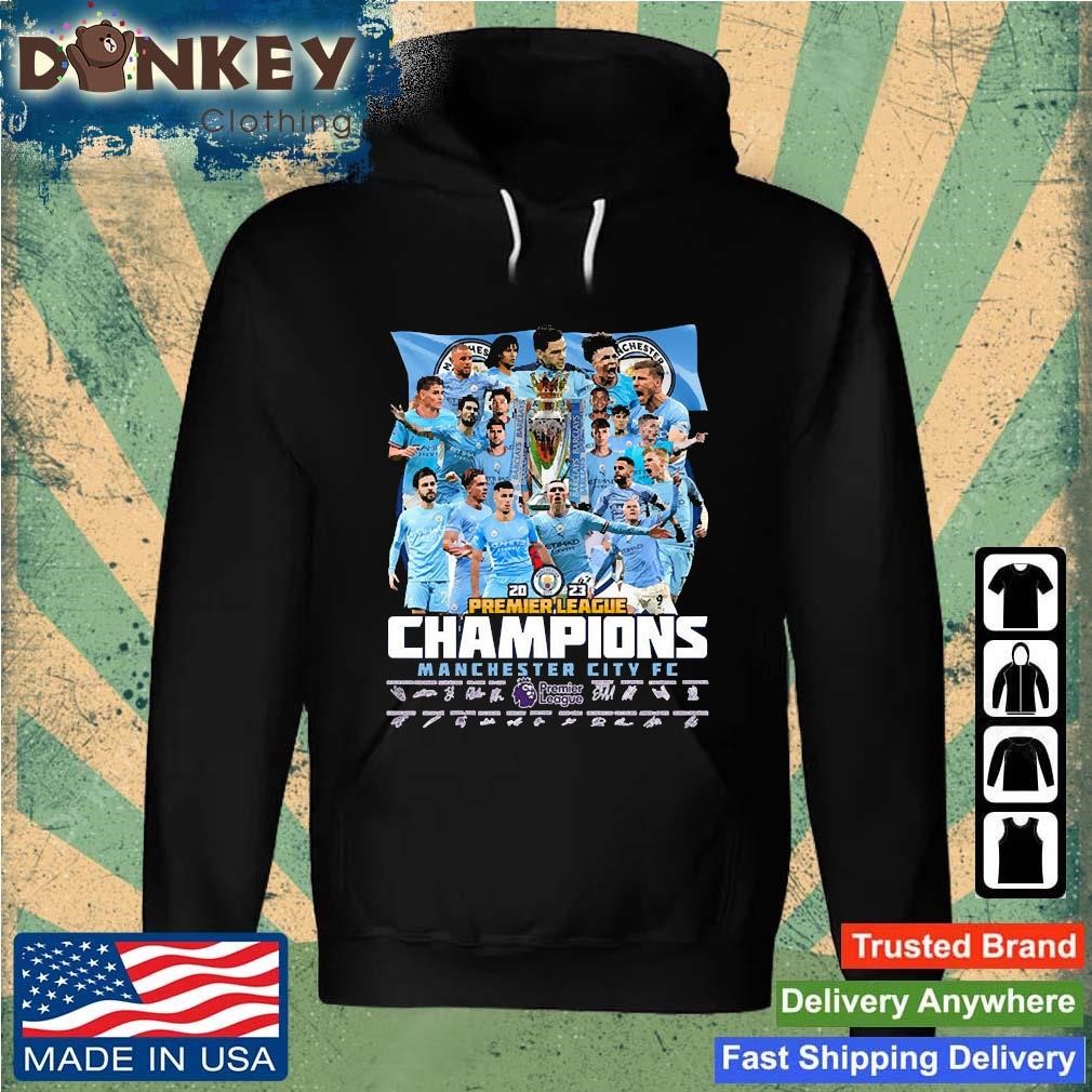 Original 2023 Premier League Champions Manchester City FC Premier League Logo With Trophy Man City Player Name With Signatures Right Hoodie.jpg