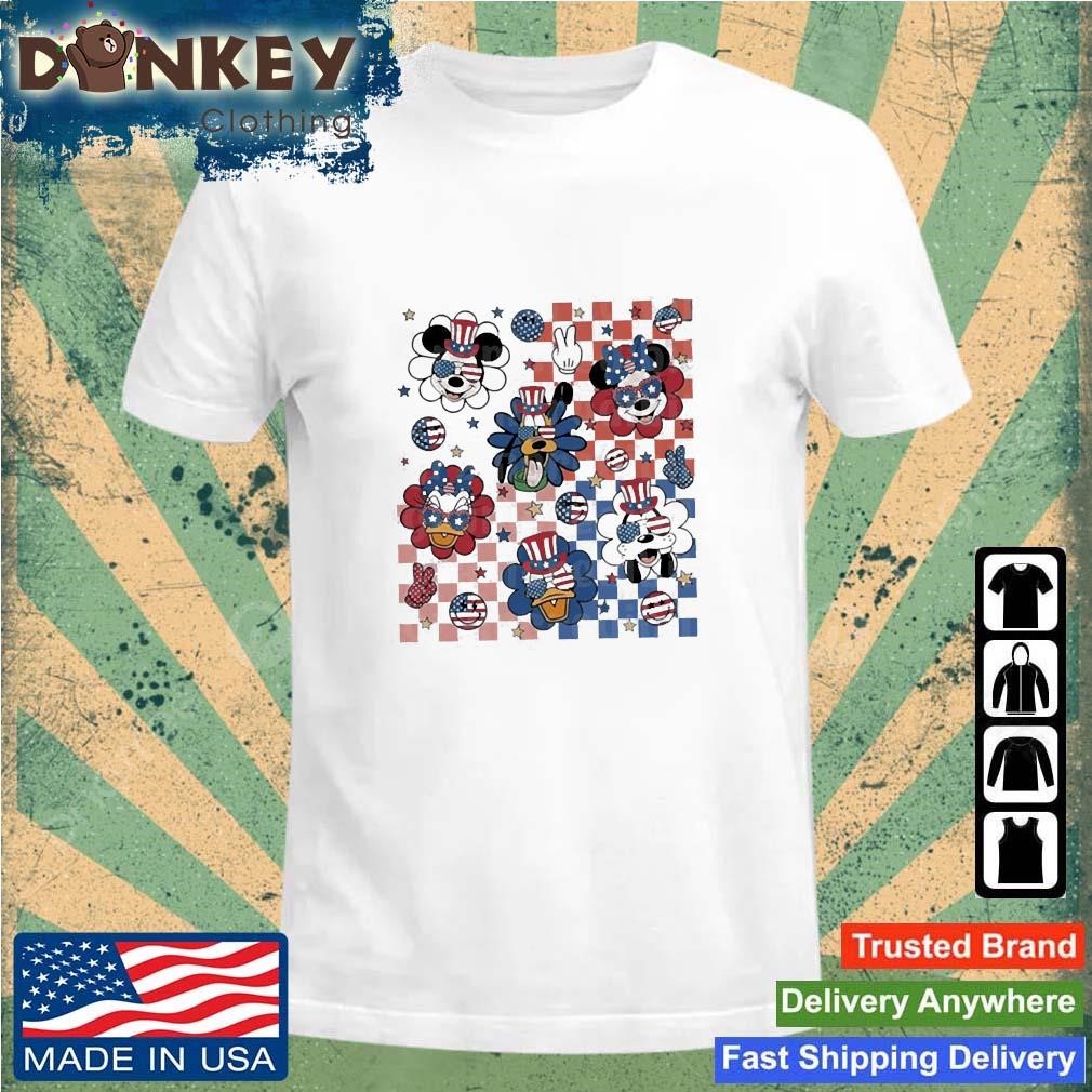 Original Retro Mickey And Friends Checkered 4th Of July 2023 Shirt